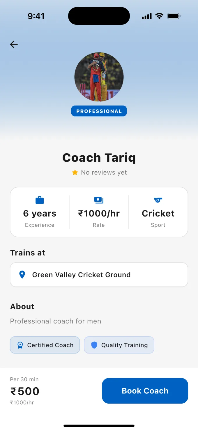 Coach profile screen